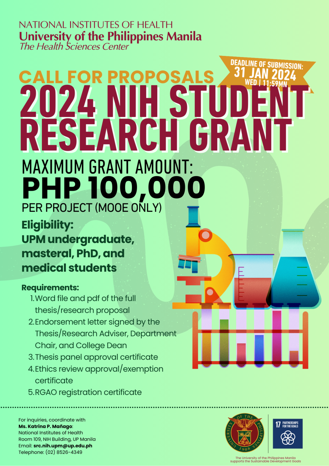 2024 NIH Student Research Grant - 1st Call for Proposals (poster)