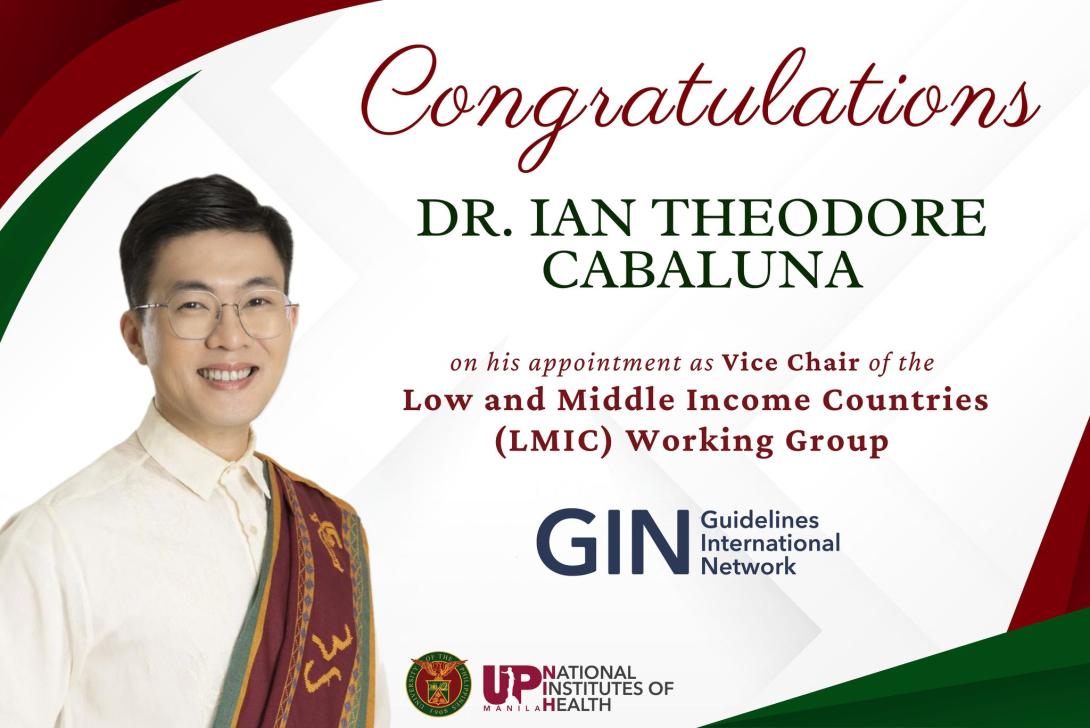Dr. Ian Cabaluna as Vice Chair for LMIC 